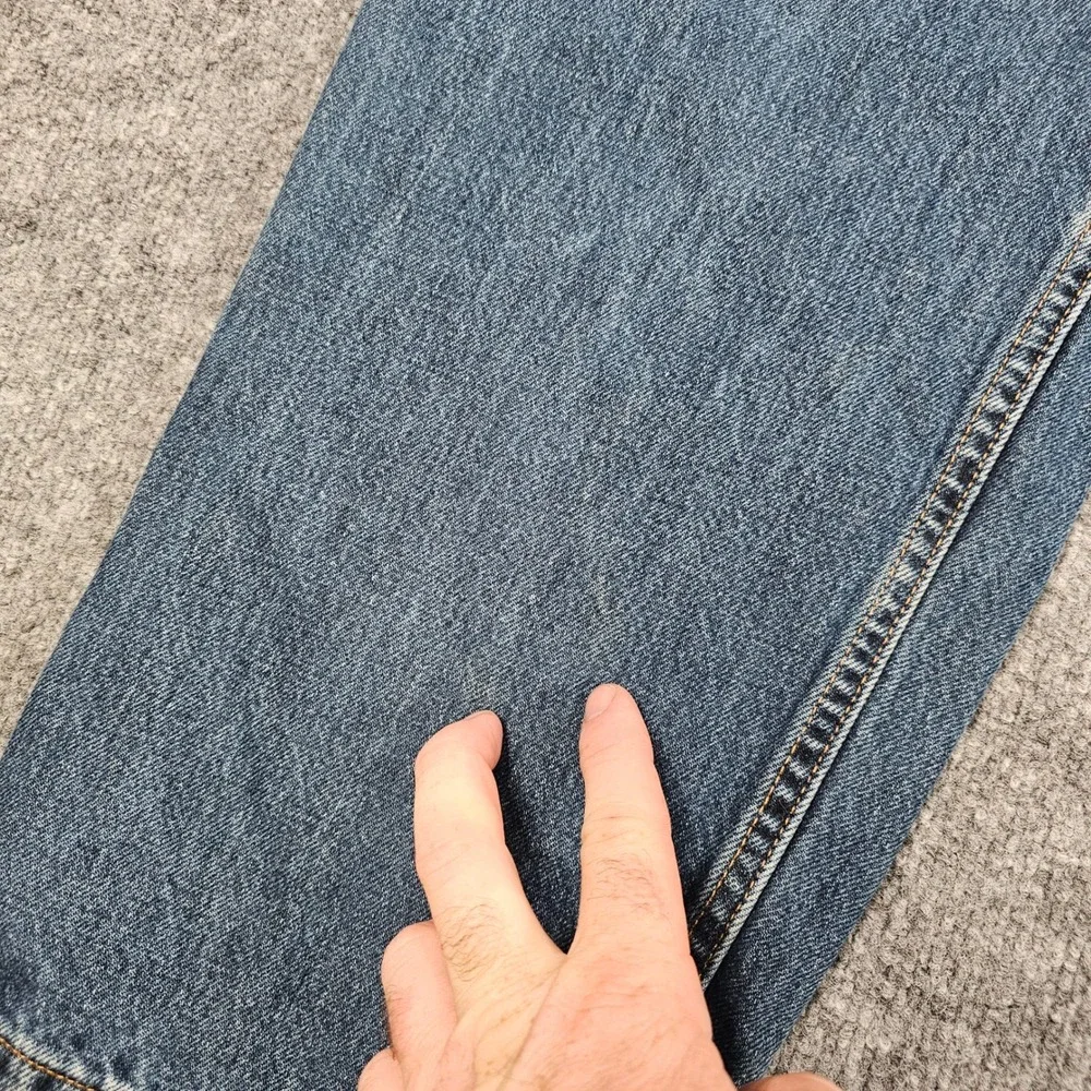 Vintage 1999 Levis 550 Relaxed Fit Jeans Mens 42x32 Medium Wash Distressed Denim